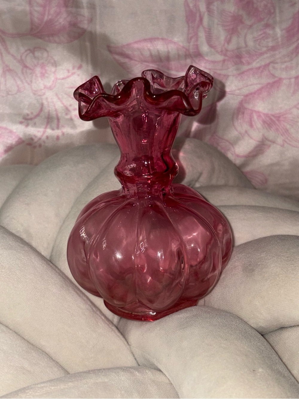 Fenton Pink Ruffled Bud Vase